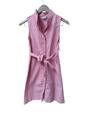 Little English Girls Kids Gingham Plaid Belted Shirtdress Dress Red 14 NEW